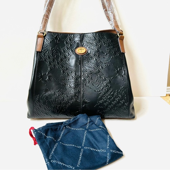 NWT Tignanello Leather Embossed Two-Toned Large Satchel. Comes with a dust bag. - Picture 6 of 15